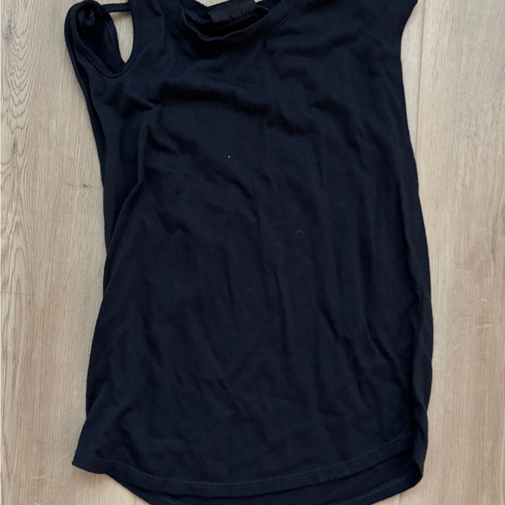 Firehouse Black muscle tank with cut out shoulder